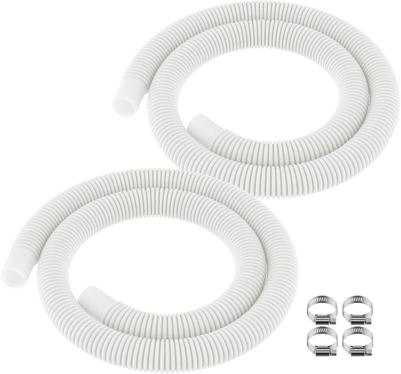 ANTOBLE Pool Hose for Intex 1.25" Diameter Above Ground Pool Pump Hoses Replacement Accessory 59" Long 1-1/4 Swimming Pool Filter Pump Hoses 607 637 With 4 Metal Clamps, 2 Pack - Image 1